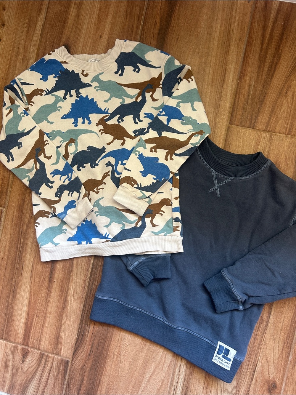 H&M Kids Sweatshirt Bundle Size 6/7 Dinosaur Print + Blue Crewneck